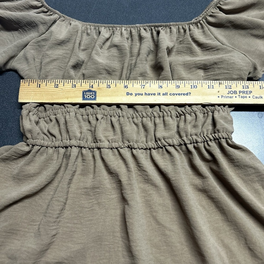 Altard State Womens Fit Flare Mini Dress Size S Brown Romantic Flutter Sleeve - Picture 3 of 5